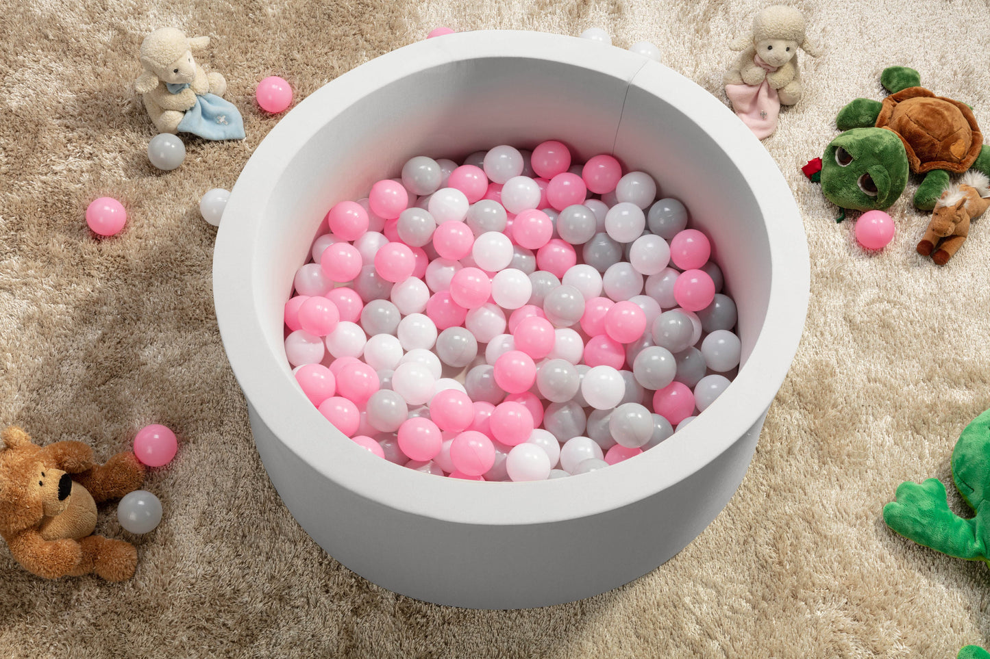 Bubbli Baby Kids Ball Pit with 200 Balls Multi Coloured (Grey/Pink)
