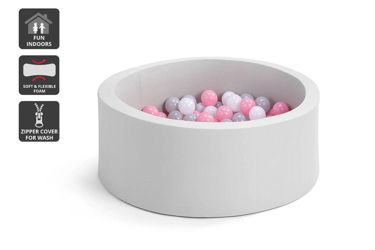 Bubbli Baby Kids Ball Pit with 200 Balls Multi Coloured (Grey/Pink)