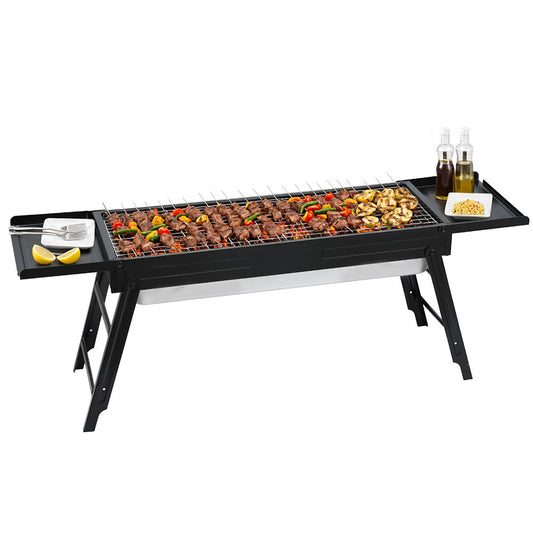 Grillz Charcoal BBQ Grill Smoker Portable Barbecue Outdoor Foldable Camping - Auzzistore