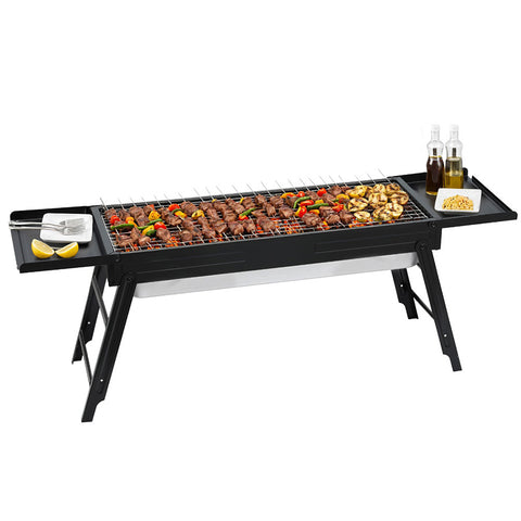 Grillz Charcoal BBQ Grill Smoker Portable Barbecue Outdoor Foldable Camping - Auzzistore