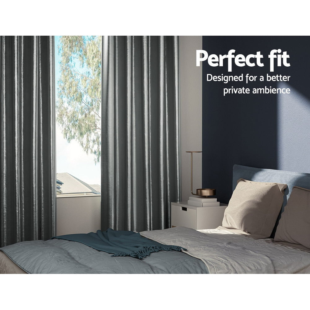 Artiss 2X Blockout Curtains Eyelet 240x230cm Grey