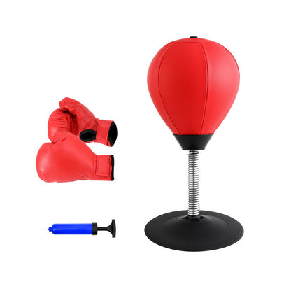 Everfit Desktop Boxing Set with Suction Base, Swivel Mechanism, and Pump - 36cm Red/Black