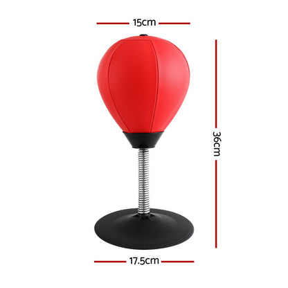 Everfit Desktop Boxing Set with Suction Base, Swivel Mechanism, and Pump - 36cm Red/Black