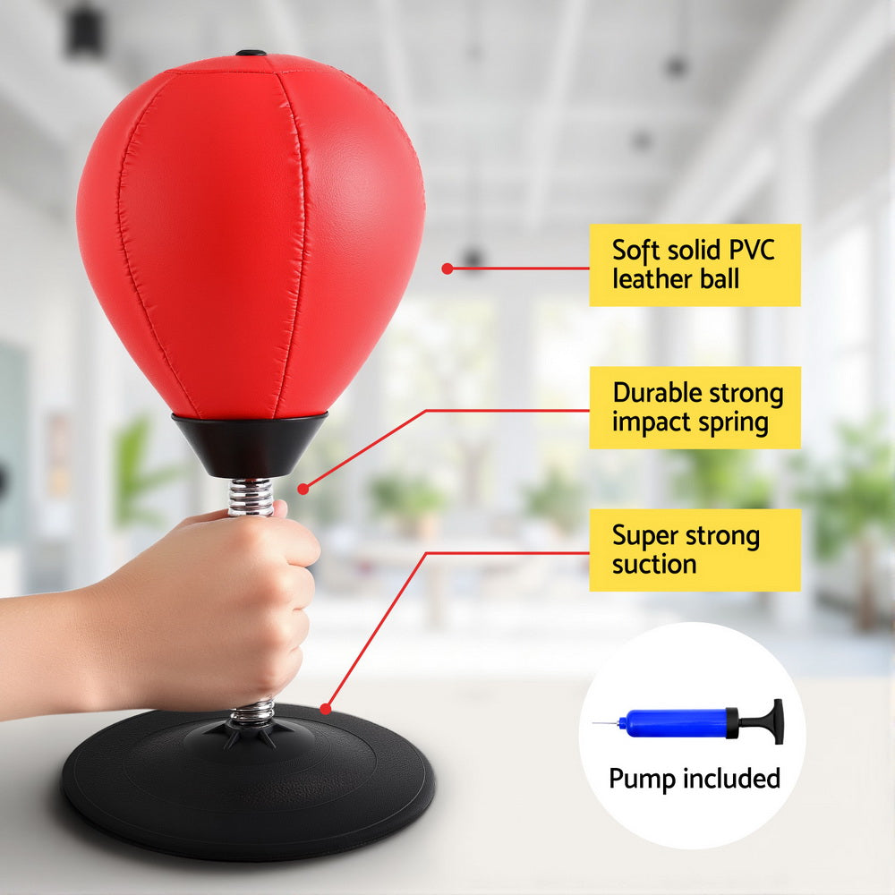 Everfit Desktop Boxing Set with Suction Base, Swivel Mechanism, and Pump - 36cm Red/Black