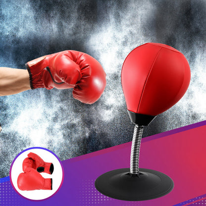 Everfit Desktop Boxing Set with Suction Base, Swivel Mechanism, and Pump - 36cm Red/Black