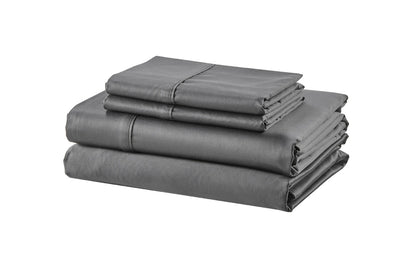 Brosa 100% Sateen Cotton Sheets (Charcoal, Double)
