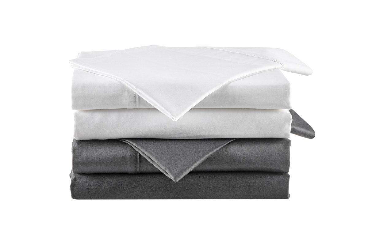 Brosa 100% Sateen Cotton Sheets (White, Double)
