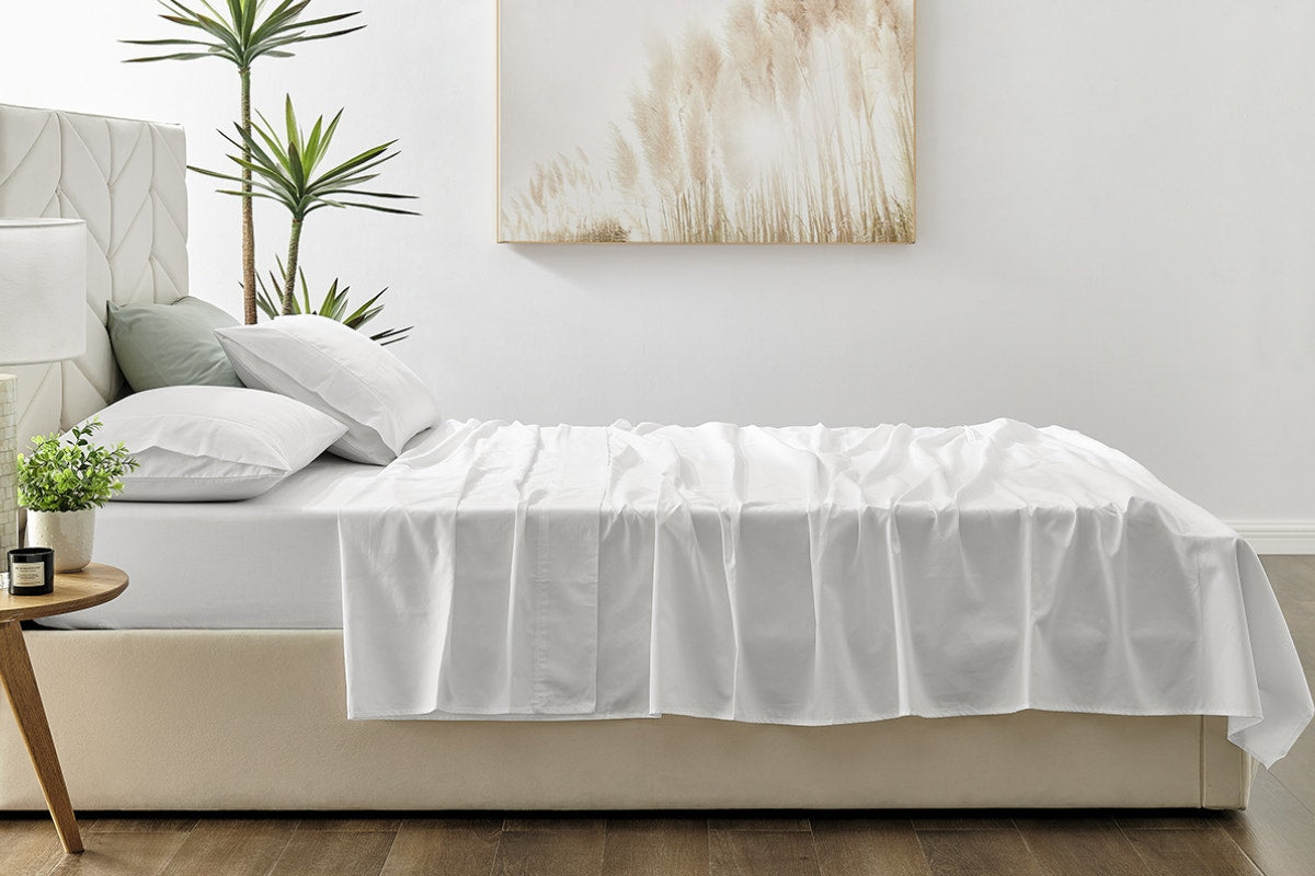 Brosa 100% Sateen Cotton Sheets (White, Double)