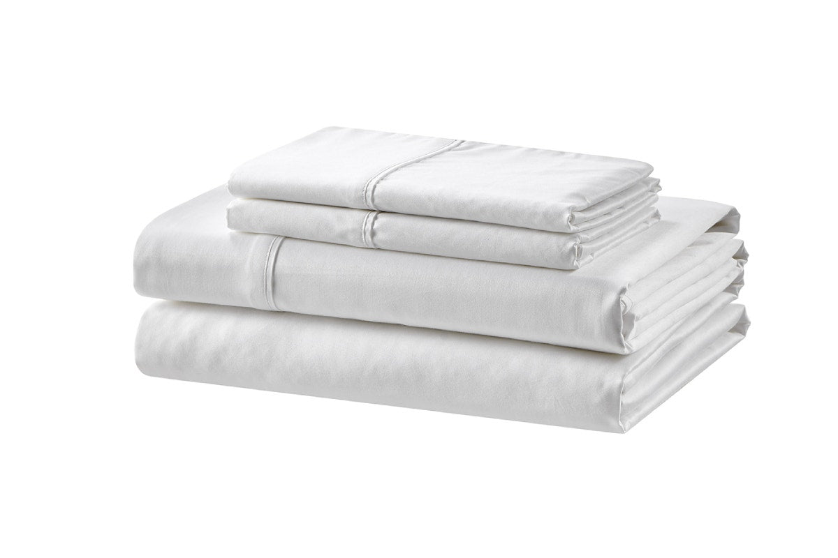 Brosa 100% Sateen Cotton Sheets (White, Double)