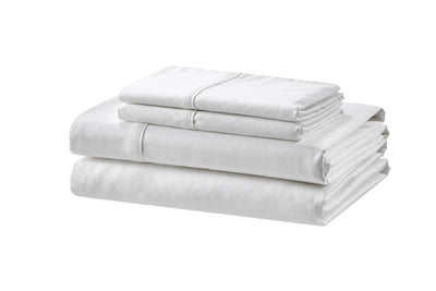 Brosa 100% Sateen Cotton Sheets (White, Double)