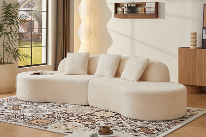 Brosa Arcea Teddy Fleece Curved 3 Seater Compressed Sofa (Cream)