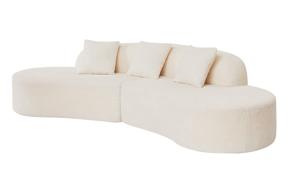 Brosa Arcea Teddy Fleece Curved 3 Seater Compressed Sofa (Cream)