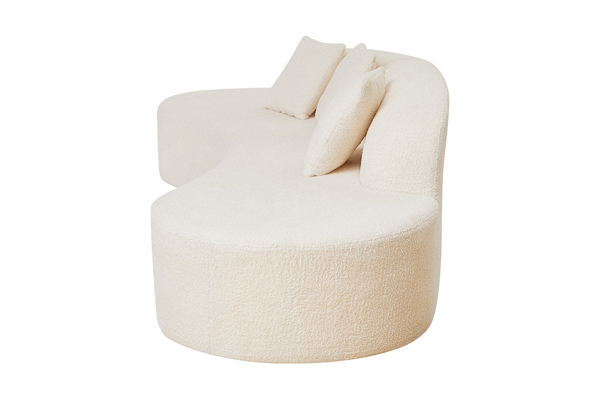 Brosa Arcea Teddy Fleece Curved 3 Seater Compressed Sofa (Cream)