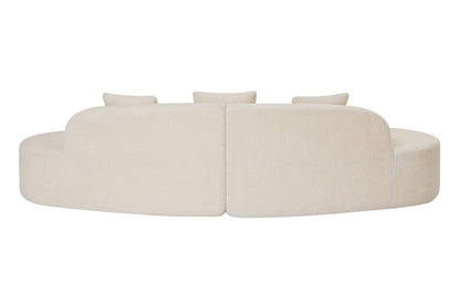 Brosa Arcea Teddy Fleece Curved 3 Seater Compressed Sofa (Cream)