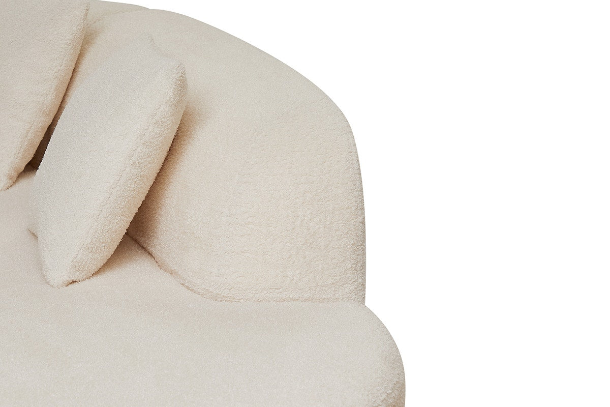 Brosa Arcea Teddy Fleece Curved 3 Seater Compressed Sofa (Cream)