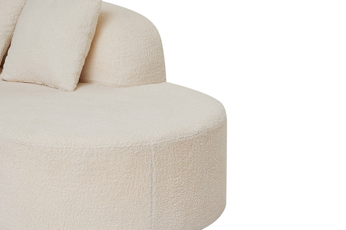Brosa Arcea Teddy Fleece Curved 3 Seater Compressed Sofa (Cream)