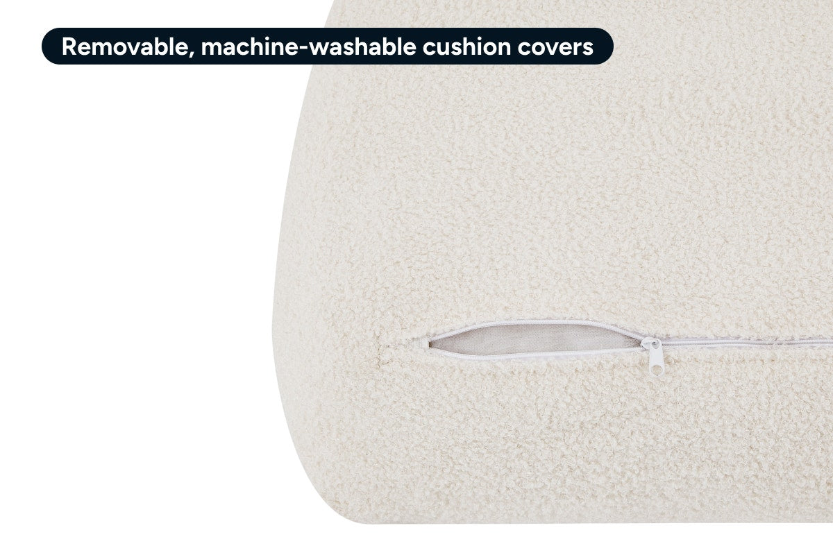 Brosa Arcea Teddy Fleece Curved 3 Seater Compressed Sofa (Cream)