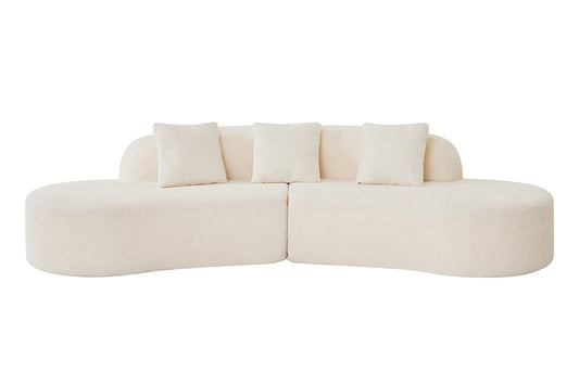 Brosa Arcea Teddy Fleece Curved 3 Seater Compressed Sofa (Cream)