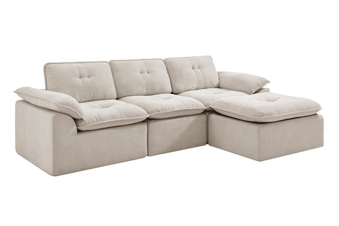 Brosa Castello 4 Seater Compressed Sofa with Ottoman (Beige) - Auzzistore