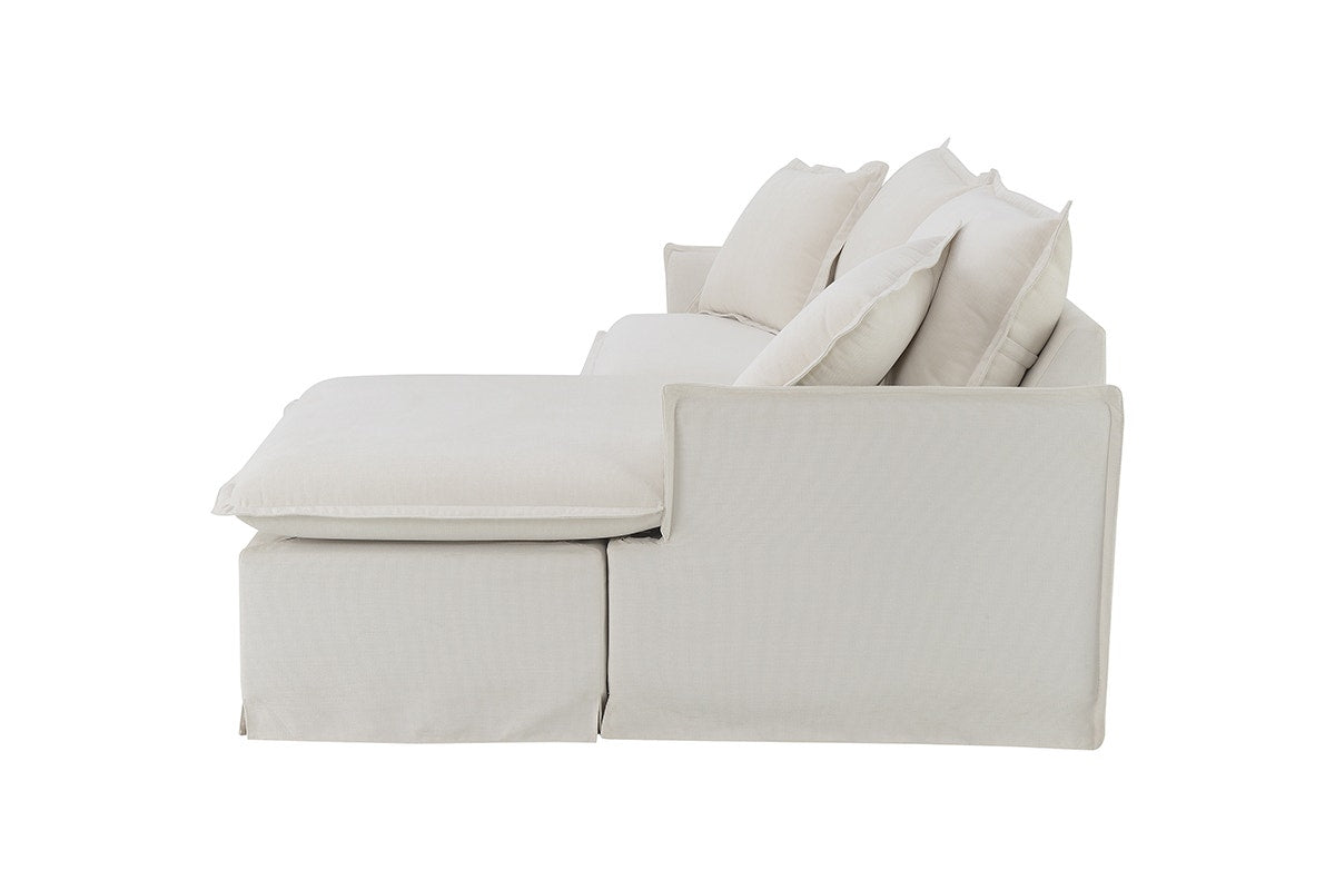 Brosa Cushy 3 Seater Sofa Bed with Ottoman (Cream)