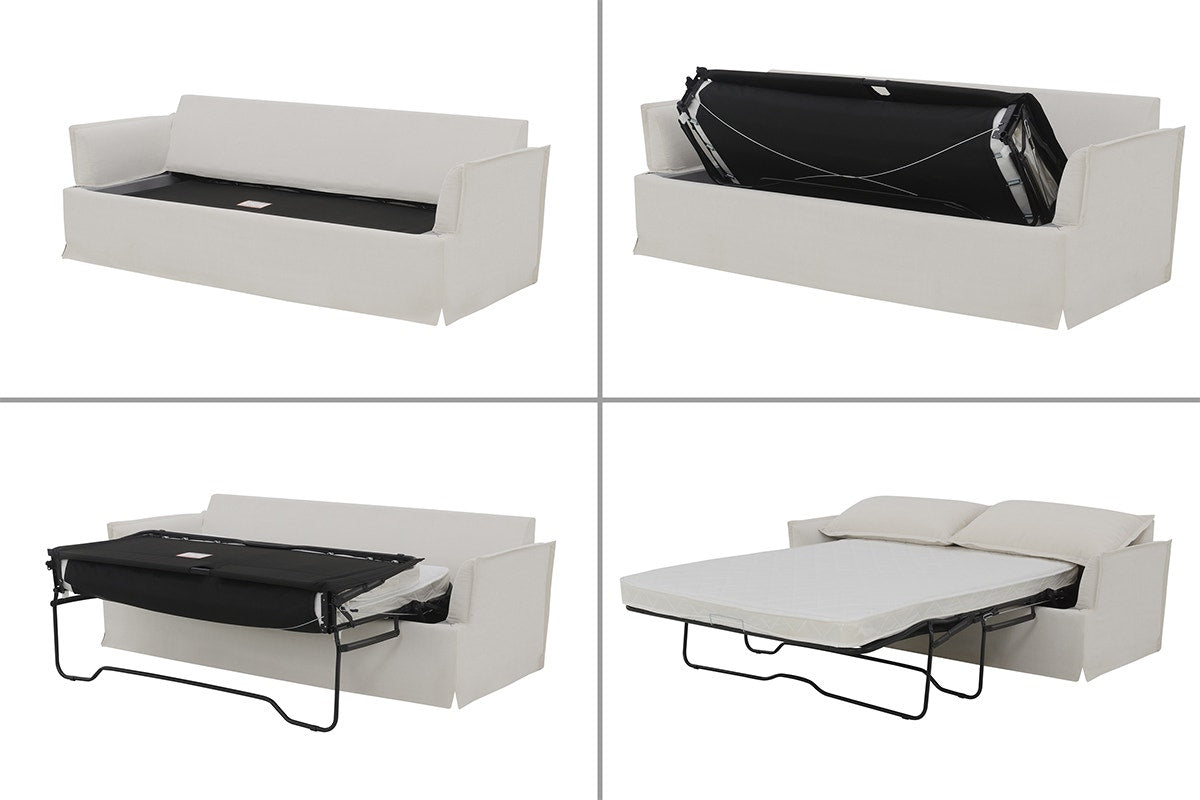 Brosa Cushy 3 Seater Sofa Bed with Ottoman (Cream)