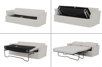 Brosa Cushy 3 Seater Sofa Bed with Ottoman (Cream)
