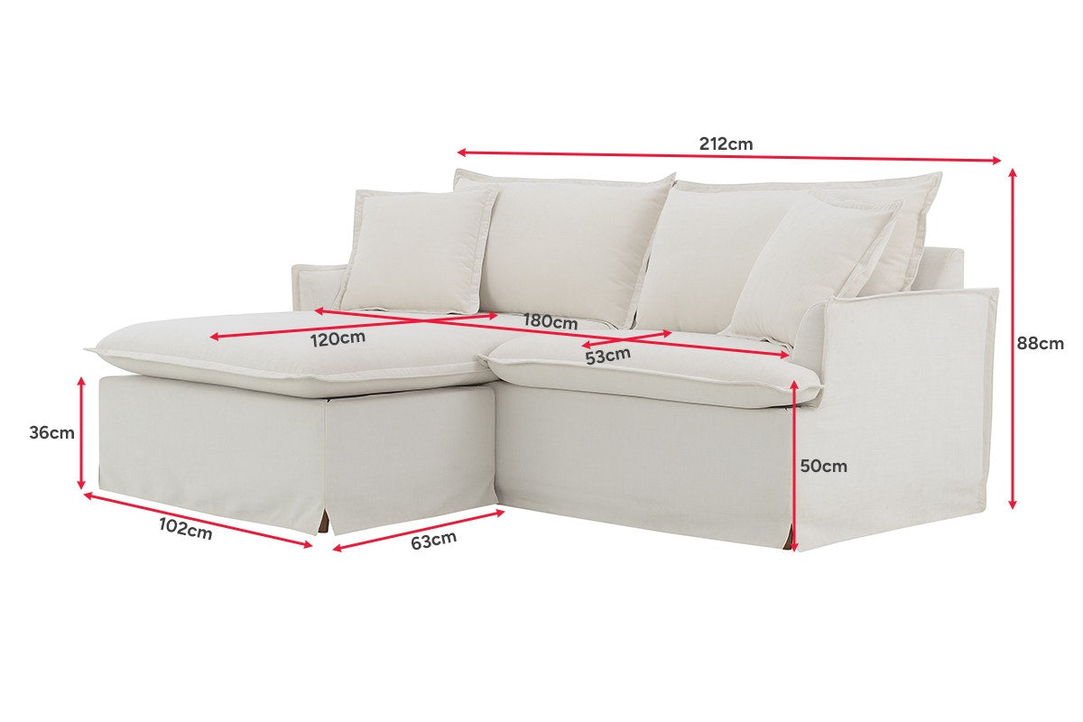 Brosa Cushy 3 Seater Sofa Bed with Ottoman (Cream)