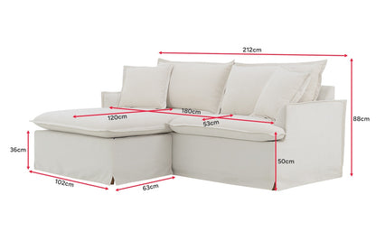 Brosa Cushy 3 Seater Sofa Bed with Ottoman (Cream)