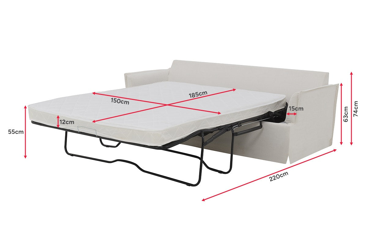 Brosa Cushy 3 Seater Sofa Bed with Ottoman (Cream)