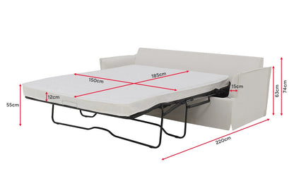 Brosa Cushy 3 Seater Sofa Bed with Ottoman (Cream)