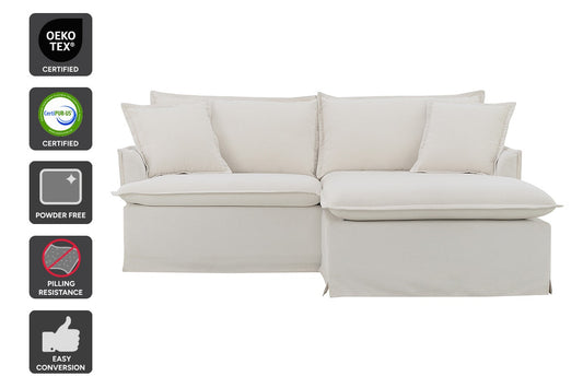 Brosa Cushy 3 Seater Sofa Bed with Ottoman (Cream) - Auzzistore