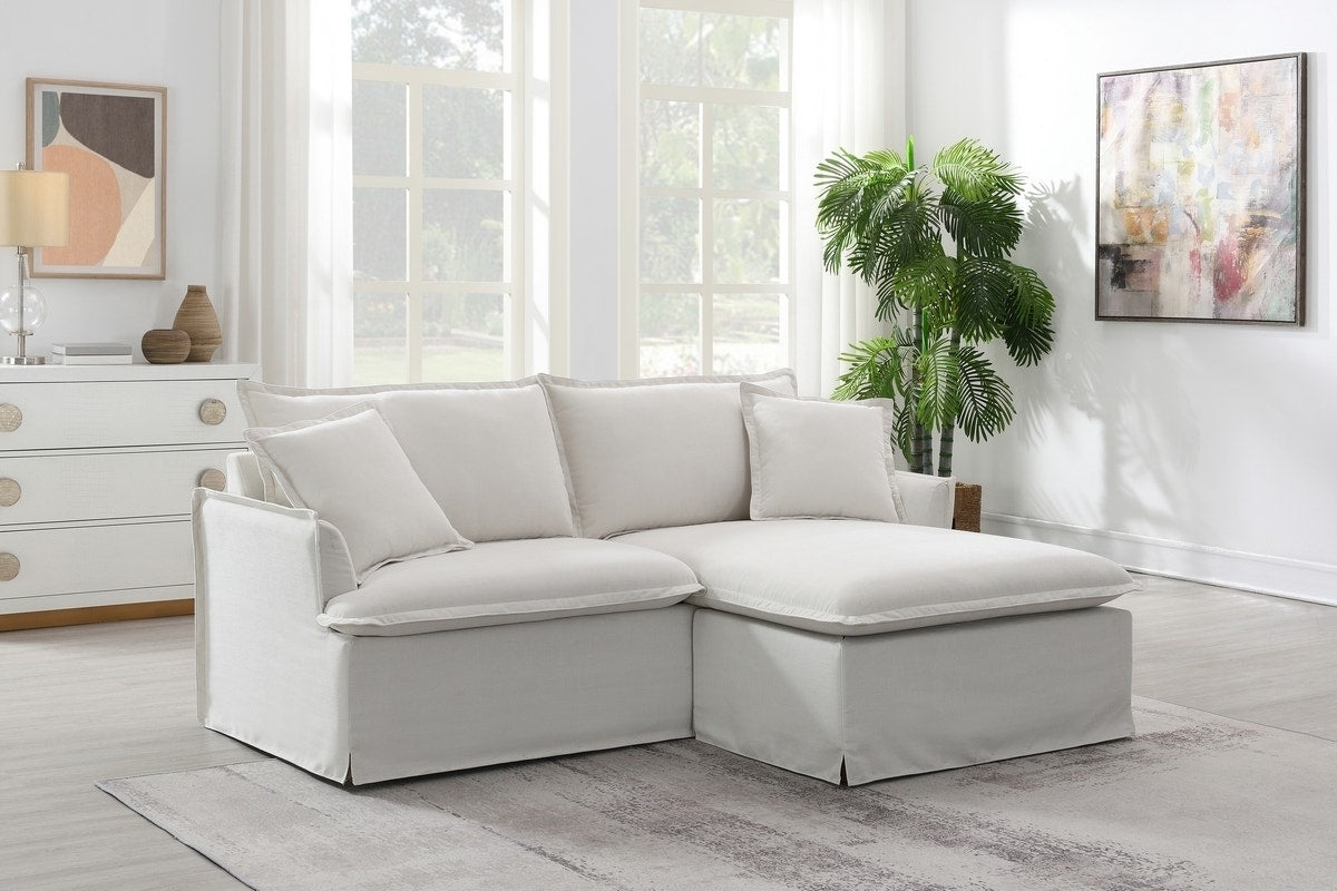 Brosa Cushy 3 Seater Sofa Bed with Ottoman (Cream)