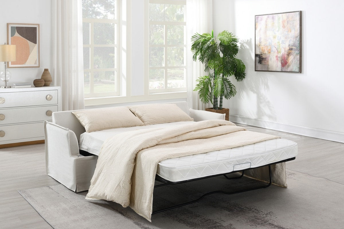 Brosa Cushy 3 Seater Sofa Bed with Ottoman (Cream)
