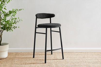 Set of 2 Brosa Lancel Counter Stools (Pebbled Black Boucle)
