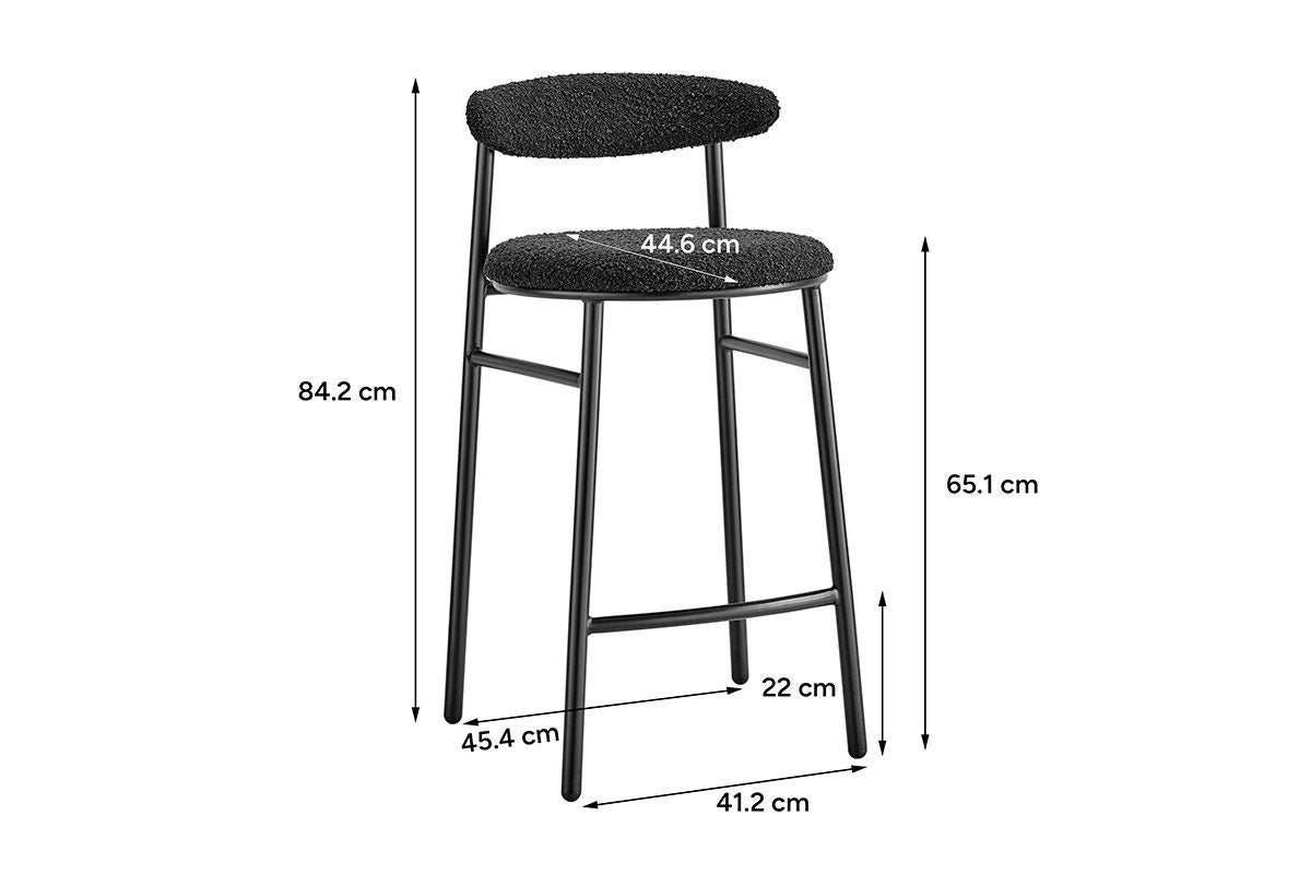 Set of 2 Brosa Lancel Counter Stools (Pebbled Black Boucle)