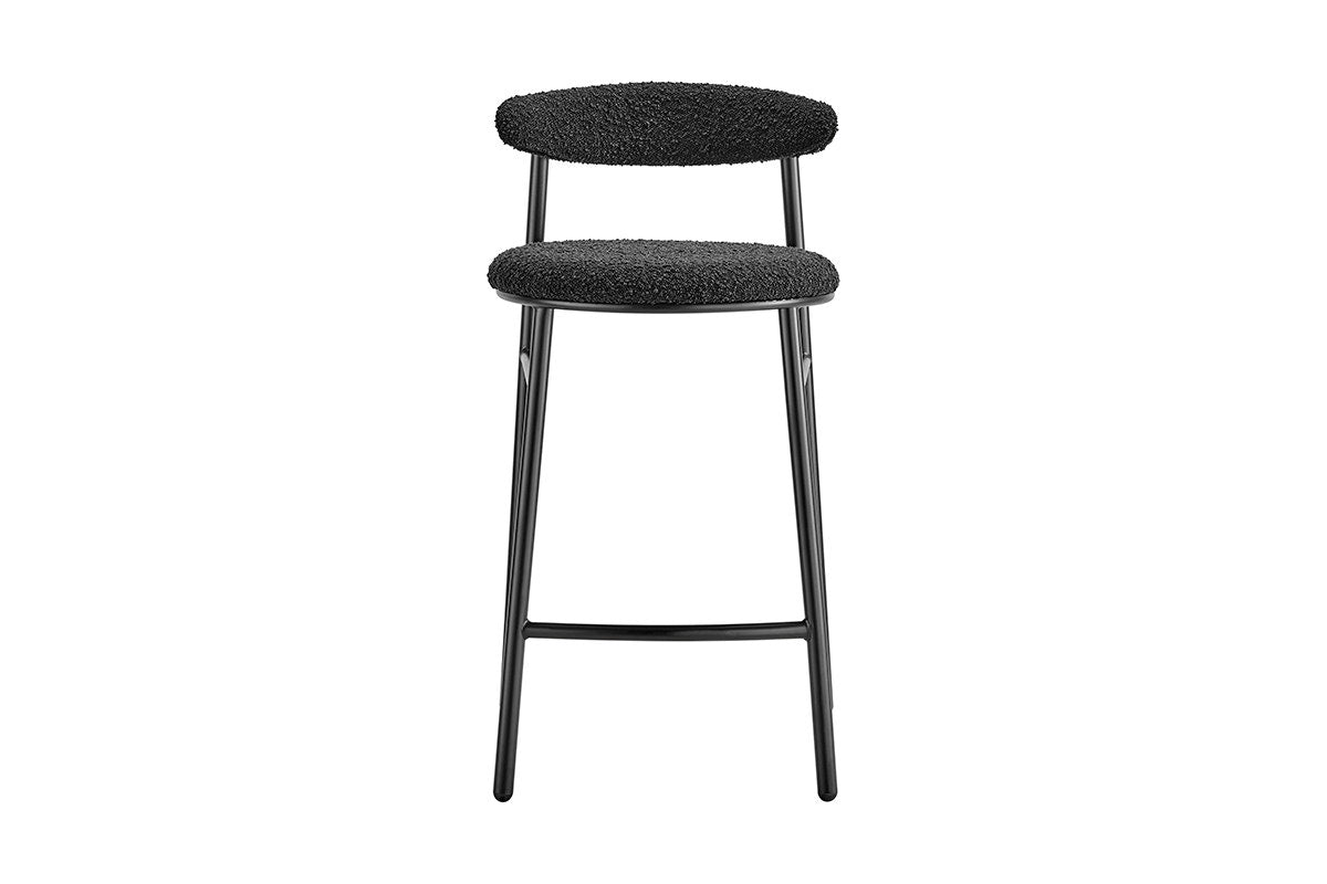 Set of 2 Brosa Lancel Counter Stools (Pebbled Black Boucle)