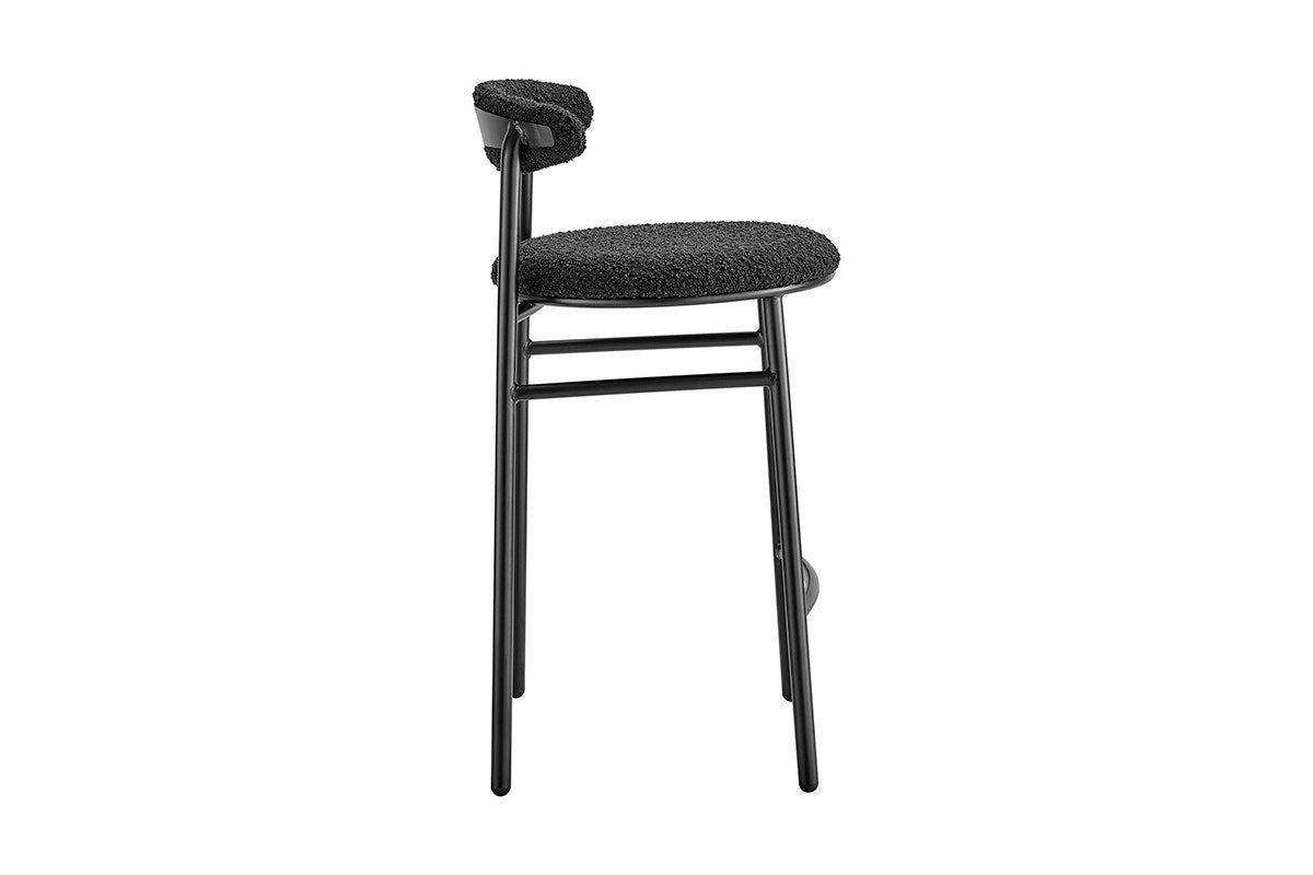 Set of 2 Brosa Lancel Counter Stools (Pebbled Black Boucle)