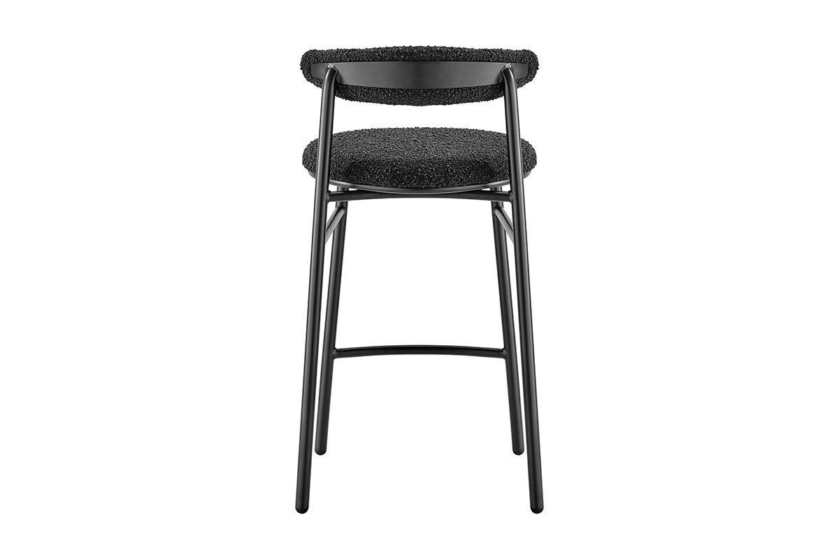 Set of 2 Brosa Lancel Counter Stools (Pebbled Black Boucle)