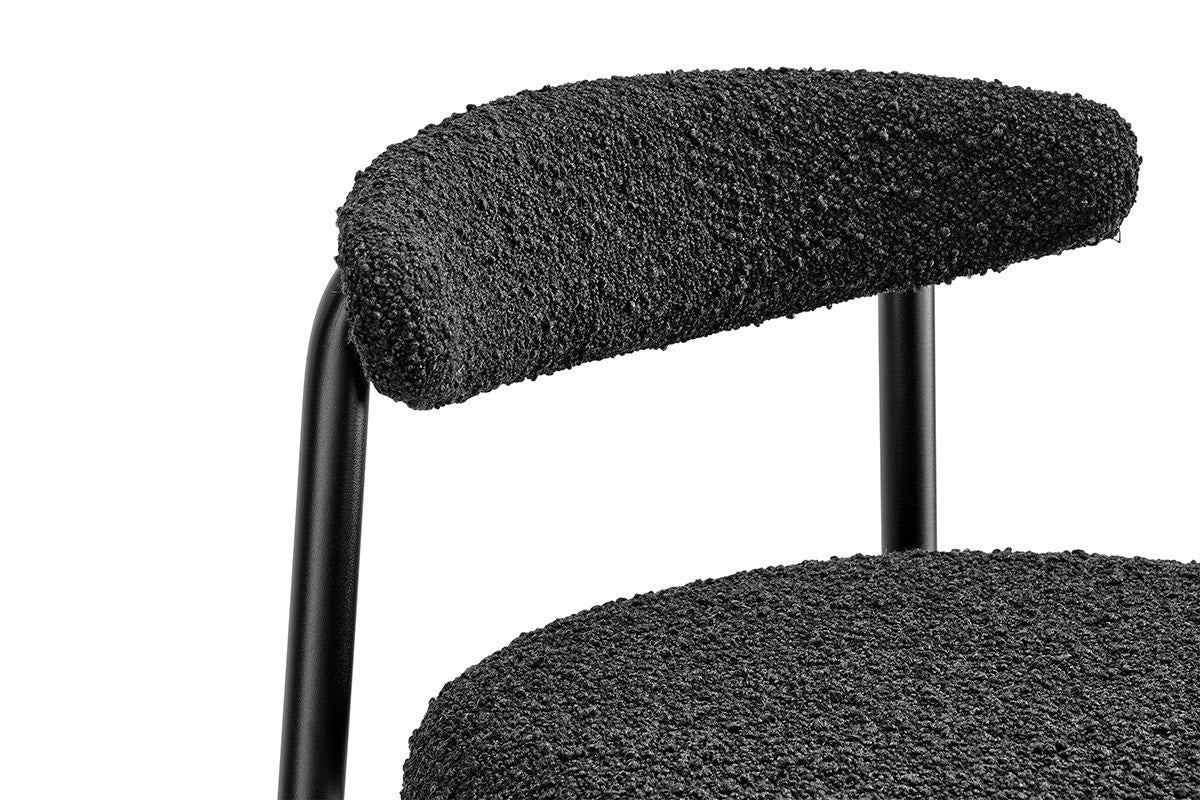 Set of 2 Brosa Lancel Counter Stools (Pebbled Black Boucle)