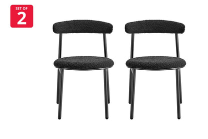 Set of 2 Brosa Lancel Dining Chairs (Pebbled Black Boucle)