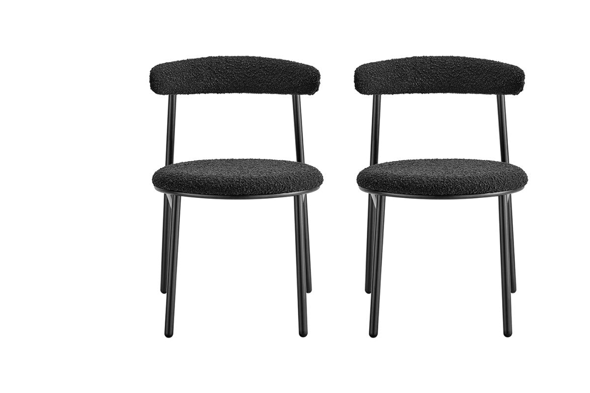 Set of 2 Brosa Lancel Dining Chairs (Pebbled Black Boucle)