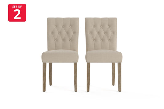 Set of 2 Brosa Espen Dining Chairs (French Beige/Wire Brushed)
