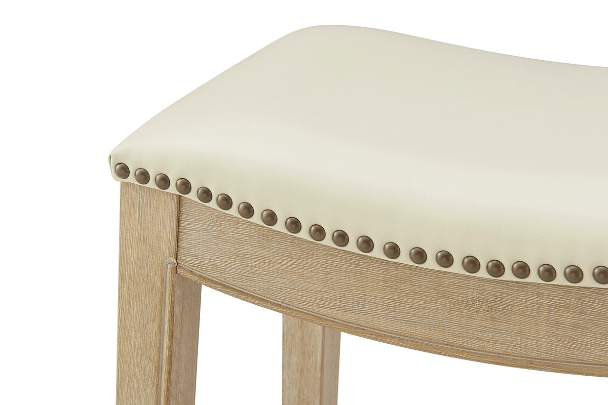 Set of 2 Brosa Fleur Backless Counter Stools (Cream)