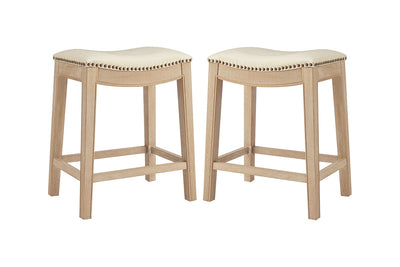 Set of 2 Brosa Fleur Backless Counter Stools - Cream