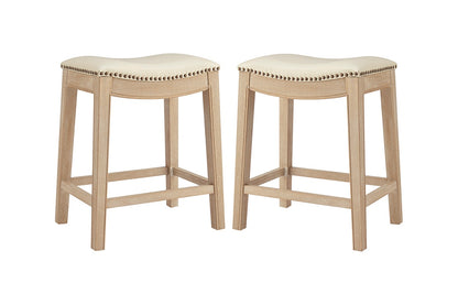 Set of 2 Brosa Fleur Backless Counter Stools (Cream)