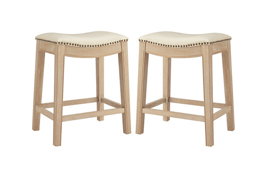 Set of 2 Brosa Fleur Backless Counter Stools (Cream)