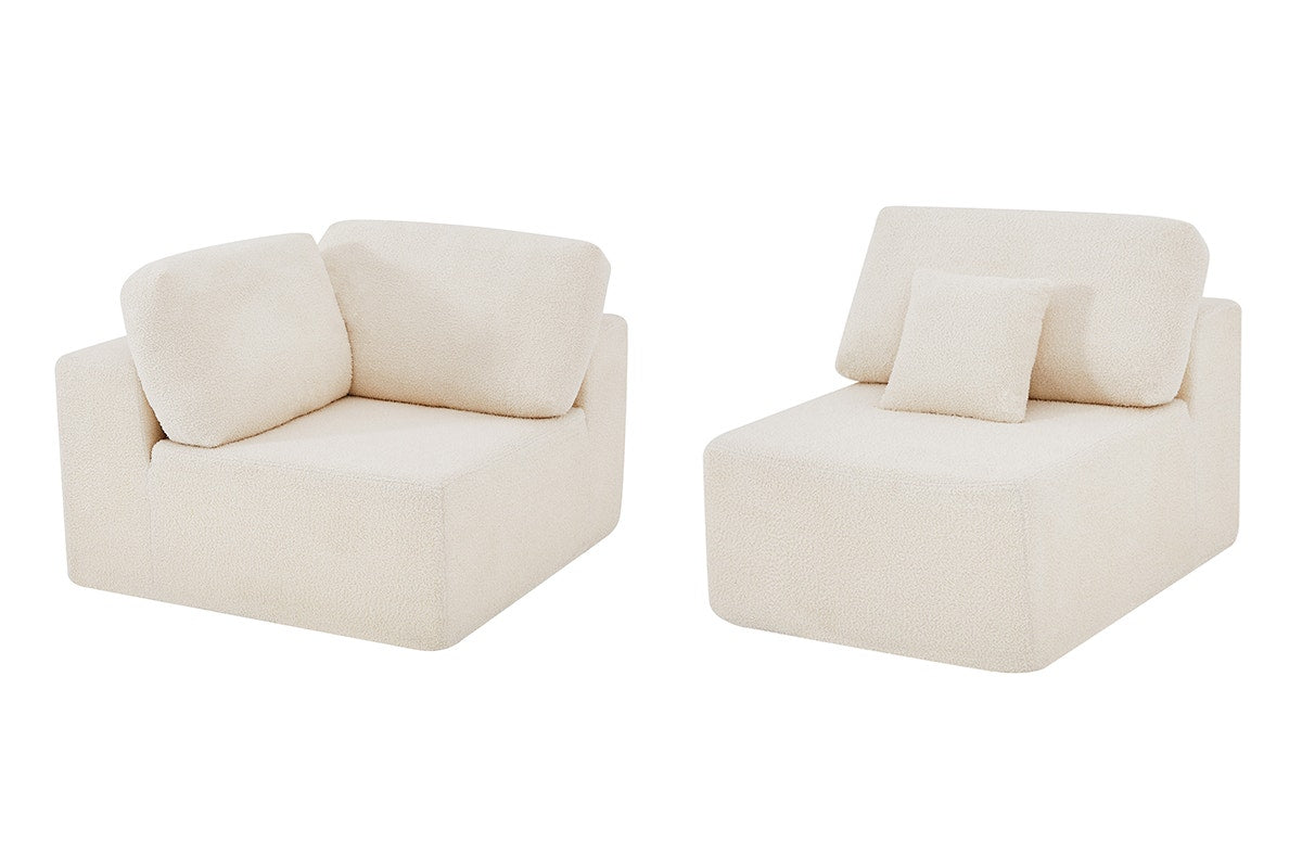 Brosa Formé Teddy Fleece 4 Seater Compressed Modular Sofa (Cream)