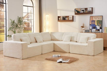 Brosa Formé Teddy Fleece 4 Seater Compressed Modular Sofa (Cream)