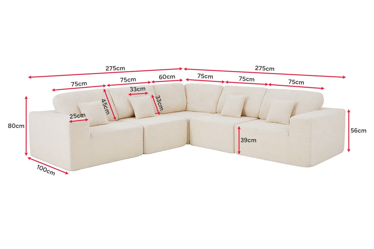 Brosa Formé Teddy Fleece 4 Seater Compressed Modular Sofa (Cream)