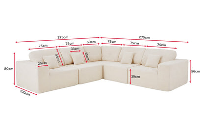 Brosa Formé Teddy Fleece 4 Seater Compressed Modular Sofa (Cream)